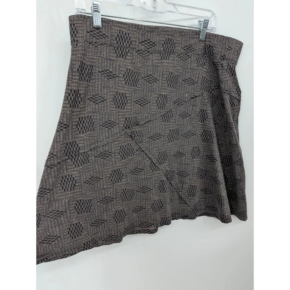 Toad&Co Skirt Womens Large Brown Geometric Eco Organic Cotton Tencel Knit Active